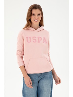 U.S. Polo Assn. Kadın Toz Pembe Basic Kapüşonlu Sweatshirt 50296931-VR050