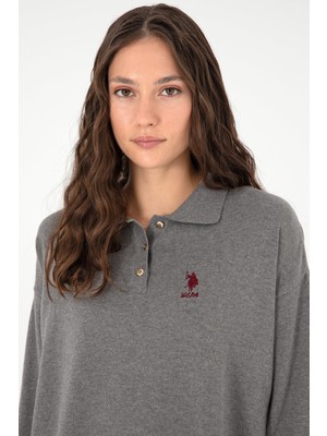 U.S. Polo Assn. Kadın Gri Melanj Triko Kazak 50297091-VR086