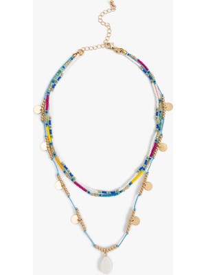 Koton Çok Renkli Boncuklu Kolye Taşlı 3 Sıra