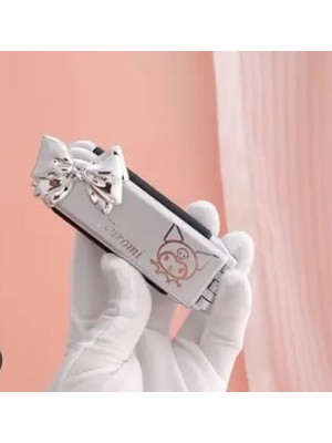 Syn İletişim Sanrio Kuromi Cinnamoroll - My Melody Hello Kitty - Pochacco Aynalı Katlanır Tarak Saç Fırçası - Hediye Ribbon Gümüş Kurdele - Cep Çanta Ayna