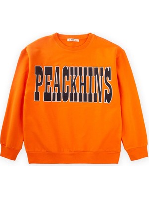 Cigit Peackhıns Nakışlı Sweatshirt 9-14 Yaş Turuncu