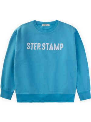 Cigit Step By Stamp Baskılı Sweatshirt 9-14 Yaş Mavi