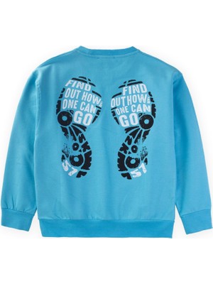 Cigit Step By Stamp Baskılı Sweatshirt 9-14 Yaş Mavi