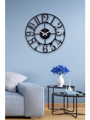 Mediterian Muyika Bonni Yeni Koleksiyon Dekoratif Metal Siyah Duvar Saati 41X41CM Mds-41