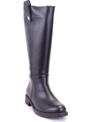 Dagoster DZA07-1062765 Siyah Günlük Streçli Düz Topuk Kadın Çizme