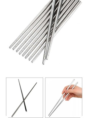 URBN Glamour Kore Yemek Çubuğu Paslanmaz Metal Chopstick 5'li