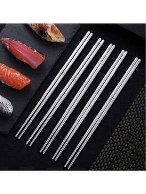 URBN Glamour Kore Yemek Çubuğu Paslanmaz Metal Chopstick 5'li