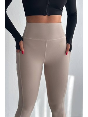 Balenbi Haute Kadın Yüksek Bel Toparlayıcı Çift Cepli Leggings Fitness Tayt 1090