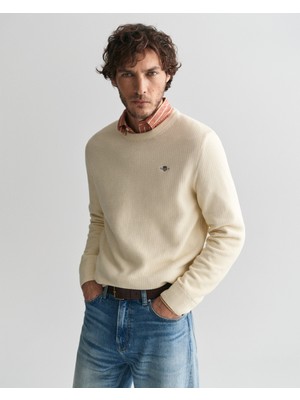 Gant Erkek Krem Regular Fit Bisiklet Yaka Kazak 8030210.130