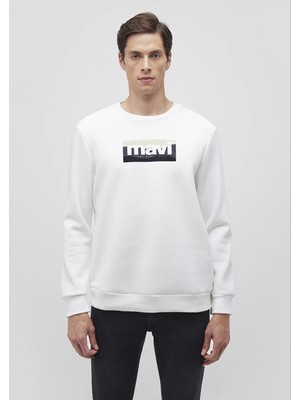 Mavi Mavi Logo Baskılı Ekru Sweatshirt 0S10203-70057