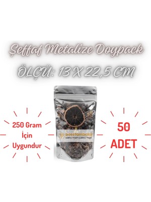 Carpcorn Şeffaf Metalize Doypack 50'li Paket 13 x 22,5 x 7 cm 250 gr