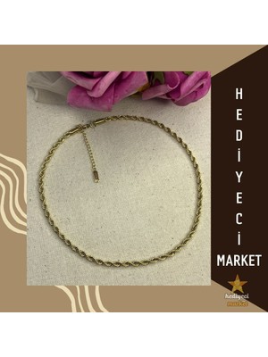 Hediyeci Market 316 L Gold Burgu Paslanmaz Çelik Zincir Kolye - HMÇK-0017