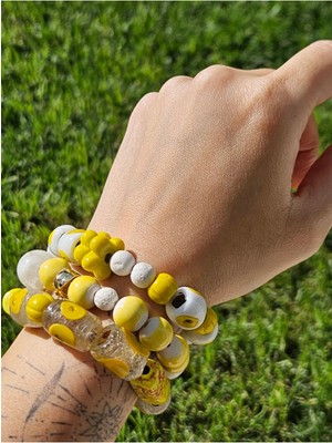 Girondejaune Bracelet El Yapımı Göz Cam Boncuk Bileklik