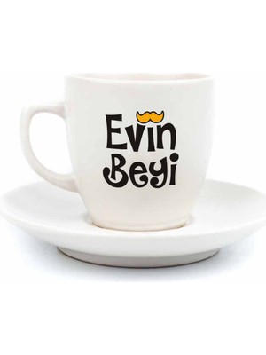 Palto Tasarım Evin Beyi Krem Türk Kahvesi Fincanı - Hediye Seramik Türk Kahvesi Fincanı