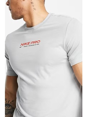 Nike Pro Dri Fit Training Logo Tshirt Grey Erkek Tişört Gri