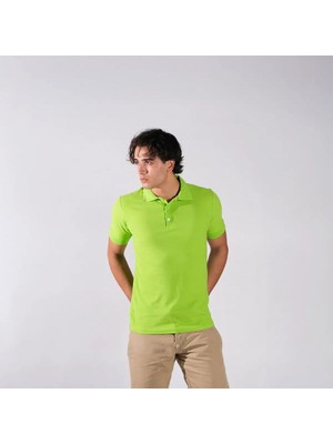 BafacoTekstil Pamuklu Açık Yeşil Polo Yaka T-Shirt Erkek / Kadın