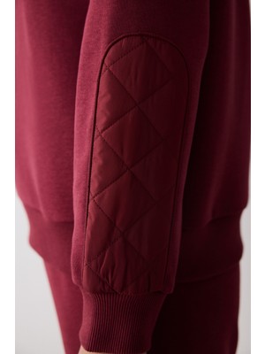 Bordo Yarım Fermuarlı Maura Sweatshirt - Saude Koleksiyonu