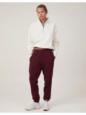 Tarz Yeri Oversize Yarım Farmuarlı Yakalı Basic Sweatshirt - Beyaz