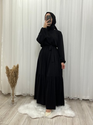 Üç Katlı Medine Ipeği Ferace Elbise