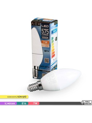 7W Buji LED Ampul Günışığı 575 Lümen Avize Ampulü Mum Ampul E14 Ince Duylu Ampul