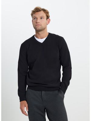 Altınyıldız Classics V Yaka Standart Siyah Erkek Kazak ACE492510016_TRIKO V Yaka