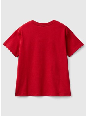 Benetton Baskılı Kırmızı Erkek Çocuk T-Shirt 3I1XC10JL 21P