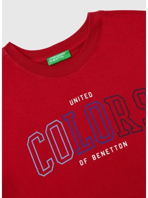 Benetton Baskılı Kırmızı Erkek Çocuk T-Shirt 3I1XC10JL 21P