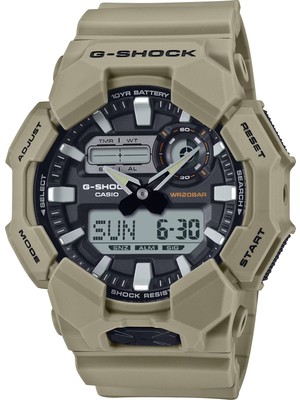 Casio GA-010-5ADR G-Shock Erkek Kol Saati 20 ATM Suya Dayanıklı Yeşil Kasa ve Kordon ile Standart Kullanım