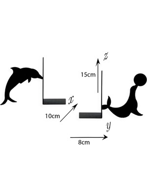 Nidage Metal Kitap Tutucu Yunus ve Fok Figürlü Kitap Desteği, Dekoratif Kitaplık