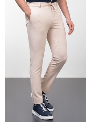 Düz Super Slim Fit İpli Erkek Pantolon