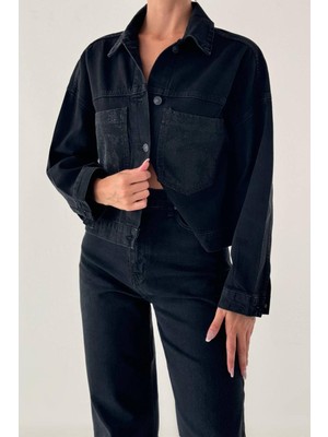 Lacarino 7758 Taşlı Kadın Jean Ceket