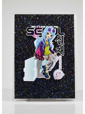 Melnio Seoul Siyah Simli Defter