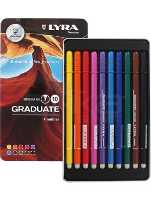 Lyra Graduate Fineliner Ince Uçlu Kalem 0.5mm 10LU Set