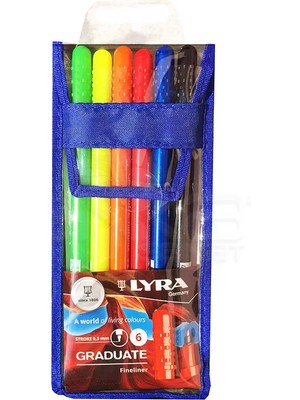 Lyra Graduate Fineliner Ince Uçlu Kalem 0.5mm 6lı Set