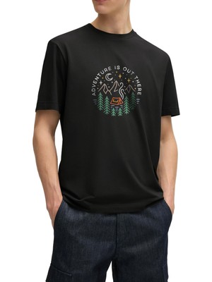 Adventure Tasarım Tişört – Unisex %100 Pamuk Siyah Regular Kampçı Erkek Kadın T-Shirt
