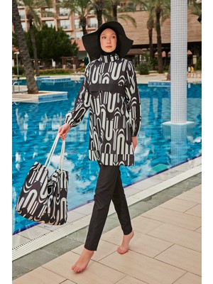 Desenli Tam Kapalı Tesettür Mayo R2412