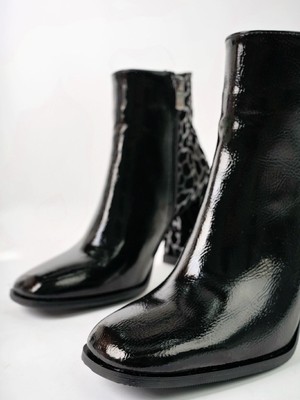 MARSHETTA Icona Model Kırık Rugan Siyah Desenli  Kadın Topuklu Bot