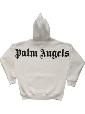 Palm Angels Kadın Krem Rengi Kapüşonlu Owersize Salaş Üç Iplik Sweat Shirt Ksk-Plma