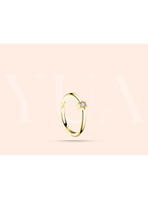 Yua Jewelry Pırlantalı Yıldızlı 14 Ayar Minimalist Halka Helix Piercing