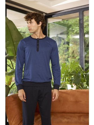 Kly Midi Yaka Pamuklu Pijama Takımı 9268