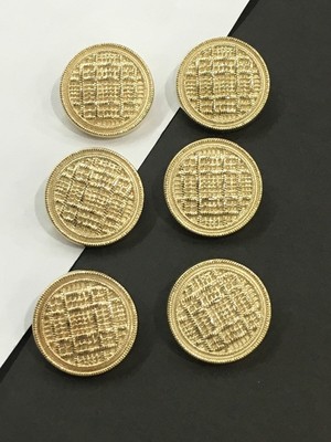 6 Adet 1.5 Mm (1.5 Cm) Küçük Boy Hasır Desenli Gold Renk Trençkot Ve Blazer Ceket kol Düğmesi