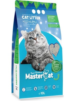 Mastercat Kedi Kumu 10L Kokusuz Topaklaşan Kum Aktif Karbon ile Koku Kontrolü Sağlar
