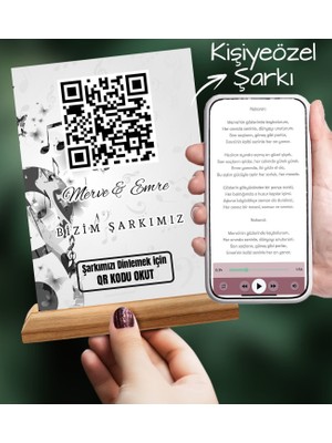 Bk Gift Kişiye Özel Şarkı Qr Kodlu Ahşap Standlı Pleksi, Sevgiliye Hediye