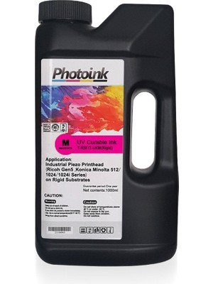 Photoink Rıcoh Gen5 / Konıca 512/1024 Kafalar Için 1000 ml Kırmızı Magenta Uv Mürekkep (Sert ve Yumuşak Zemin) T-R5F