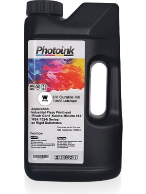 Photoink Rıcoh Gen5 / Konıca 512/1024 Kafalar Için 1000 ml Beyaz Whıte Uv Mürekkep (Sert ve Yumuşak Zemin) T-R5F