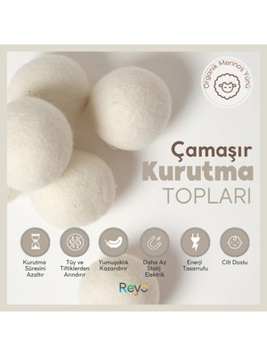 Reyo Yün Çamaşır Kurutma Makinası Topu 3 Adet Xl