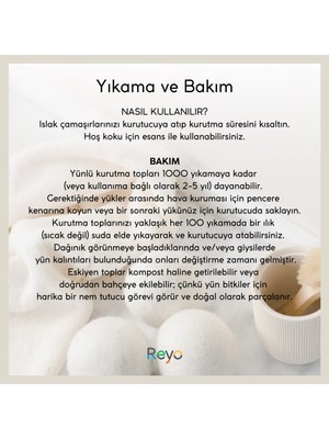 Reyo Yün Çamaşır Kurutma Makinası Topu 3 Adet Xl