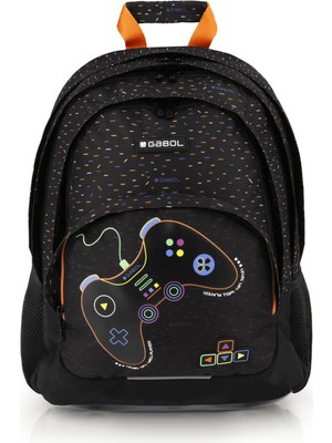 Gabol Okul Sırt Çantası Virtual Orijinal 3 Bölmeli Erkek Çocuk İlkokul ve Ortaokul Çantası Siyah Dayanıklı Su Geirmez Oyun Konseptli