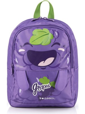 Gabol Anaokulu Sırt Çantası Tutti Frutti Orijinal Unisex Çocuk Çift Bölmeli Dayanıklı Mini Çanta 8 Litre Mor Üzüm Temalı
