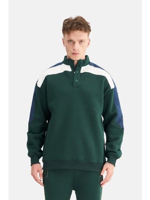 Mesfeno Erkek Kontrast Kol Detaylı Oversize Sweatshirt